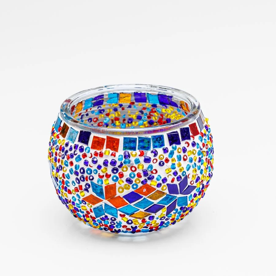 Theelichthouder 9 CM Dorsetto kleurrijke kraltjes