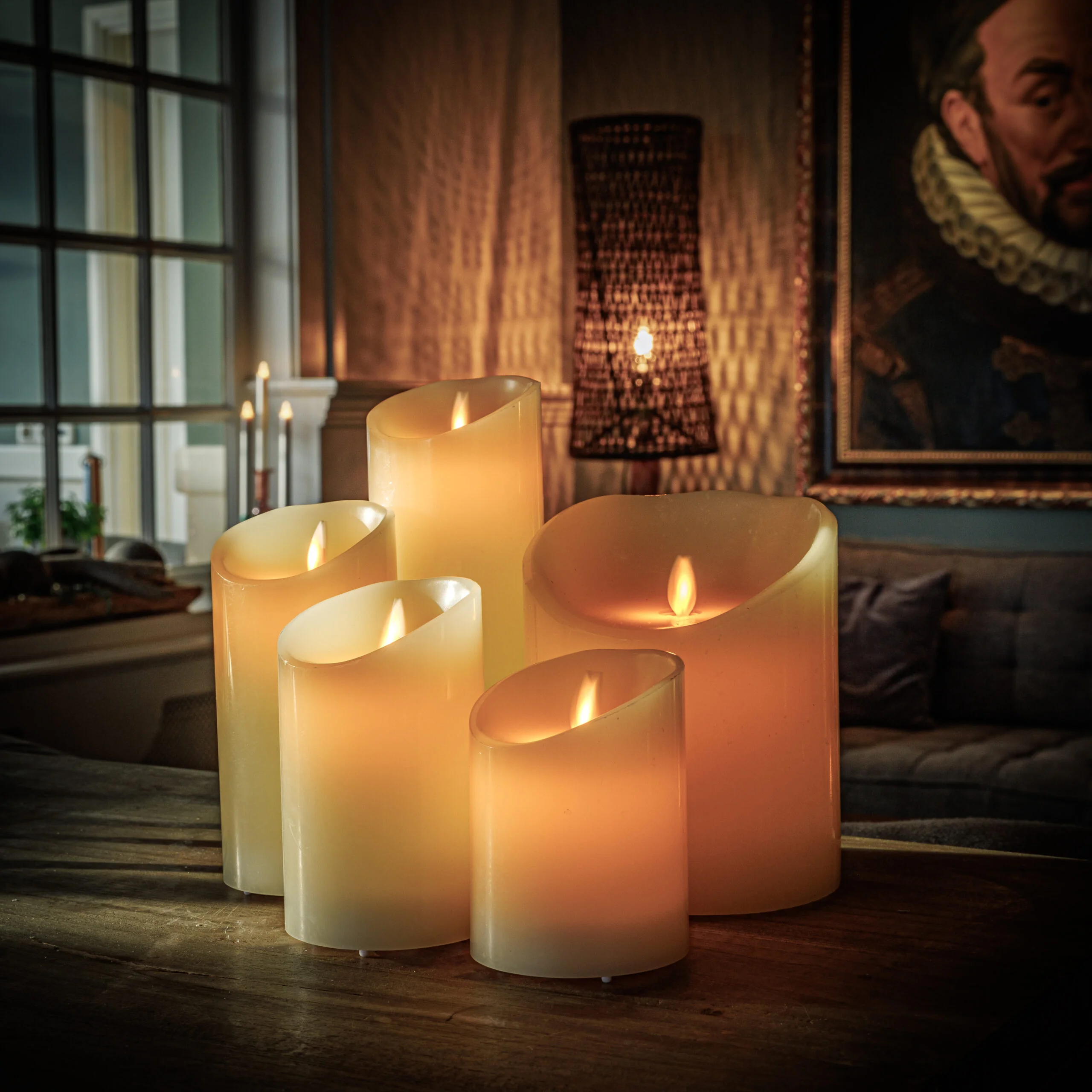 Oplaadbare LED wax kaars D 7,5 X 15 CM - warm wit – afbeelding 7