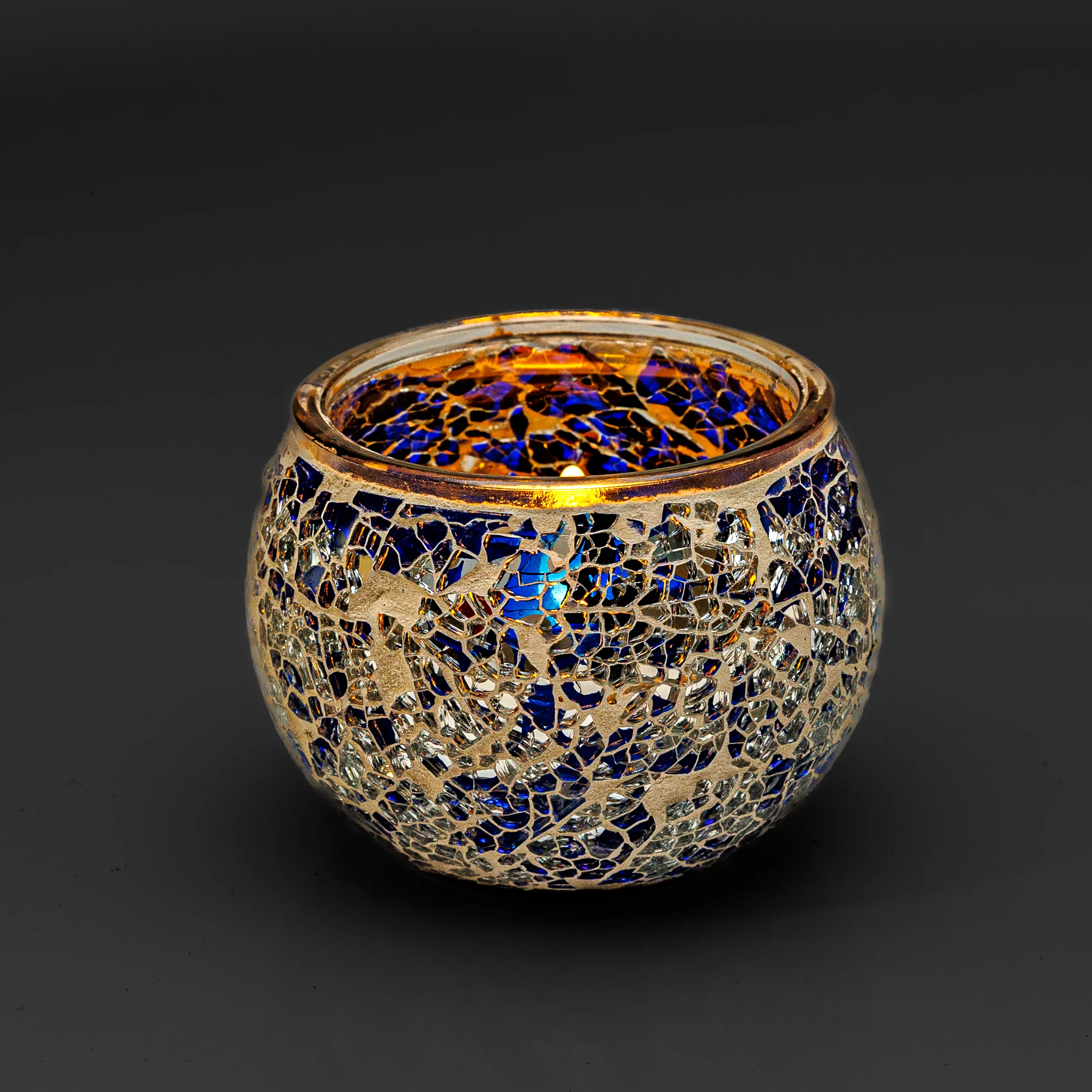 Theelichthouder 9 cm DORSETTO donker blauw – afbeelding 2