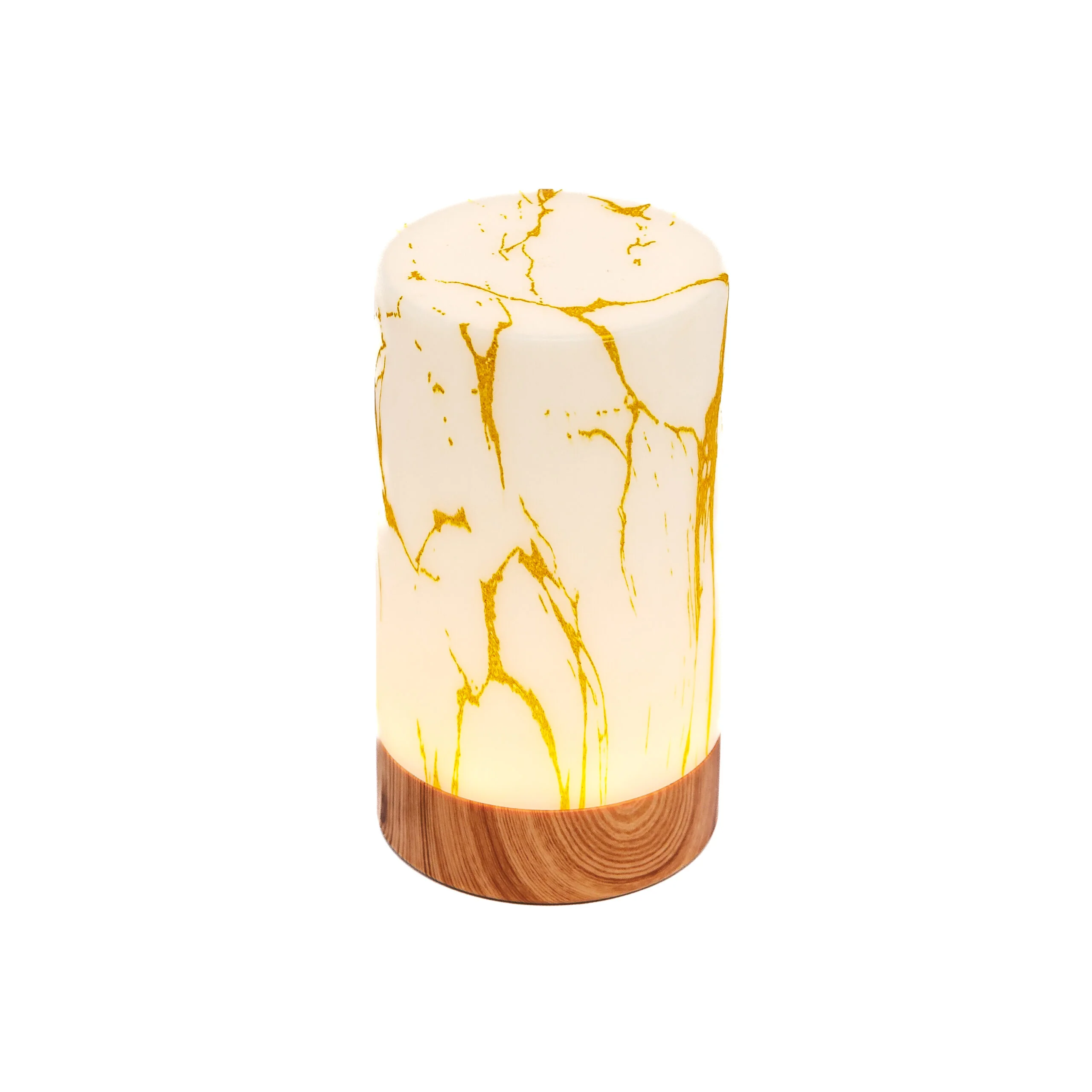 Tafellamp DORSETTO oplaadbaar 105 uur - waterdicht -cilindervorm- marmer goud houtlook- met afstandsbediening – afbeelding 8